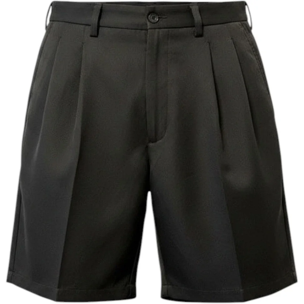 PGA Tour Mens Black Tailored Pleated Front Golf Shorts Size 32
